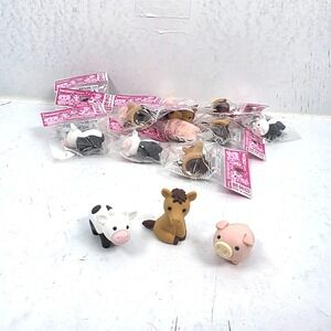 Lot of 13 Iwako Japanese 3D Puzzle Erasers Farm Animals Cow Pig Horse NEW‎